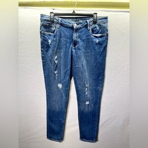 Old Navy Distressed Rockstar Skinny Jeans Womens 14w Plus Blue Denim 2564